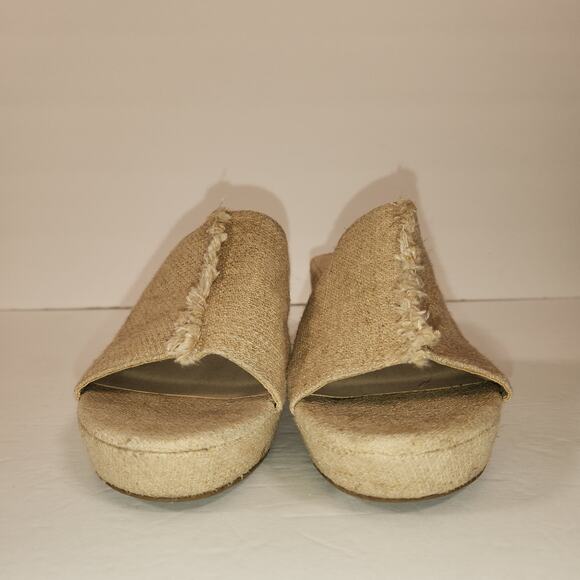 SIMPLY VERA by VERA WANG Wedge Sandal Womens 9M Tan Platform Textile Fringe Boho - Picture 8 of 12